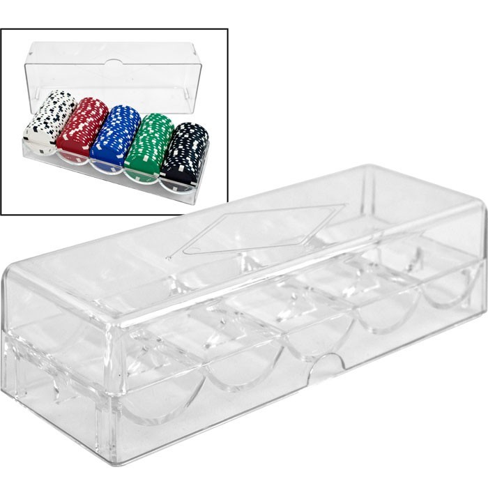 CHIP TRAY IN ACRILICO CON COPERCHIO PER 100 CHIPS