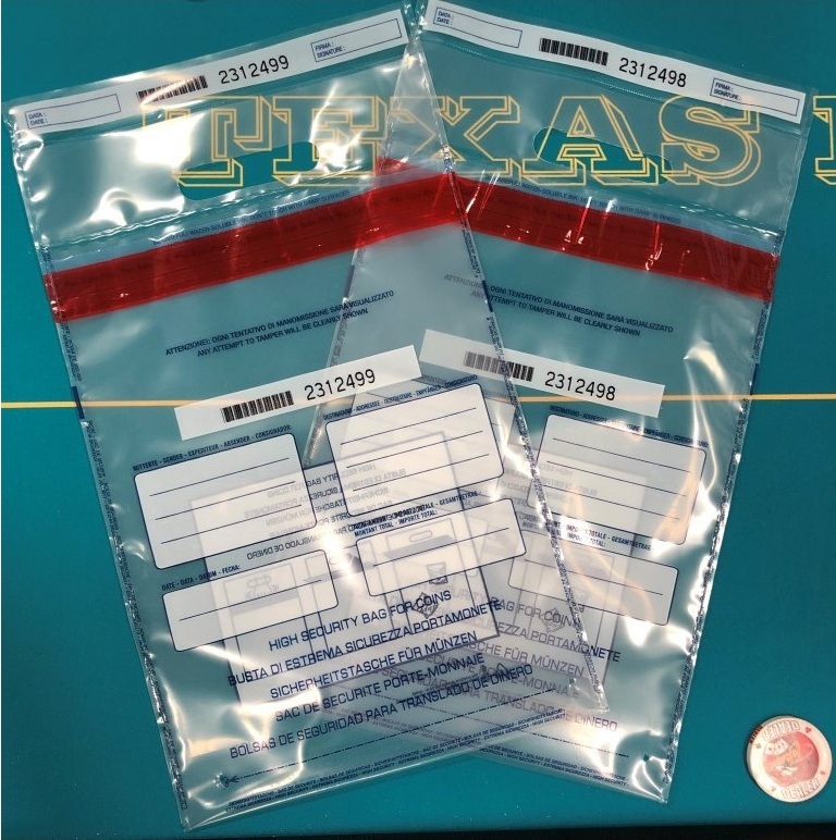 N° 100 BUSTE DI SICUREZZA PER TEXAS HOLD’EM (COIN BAGS)