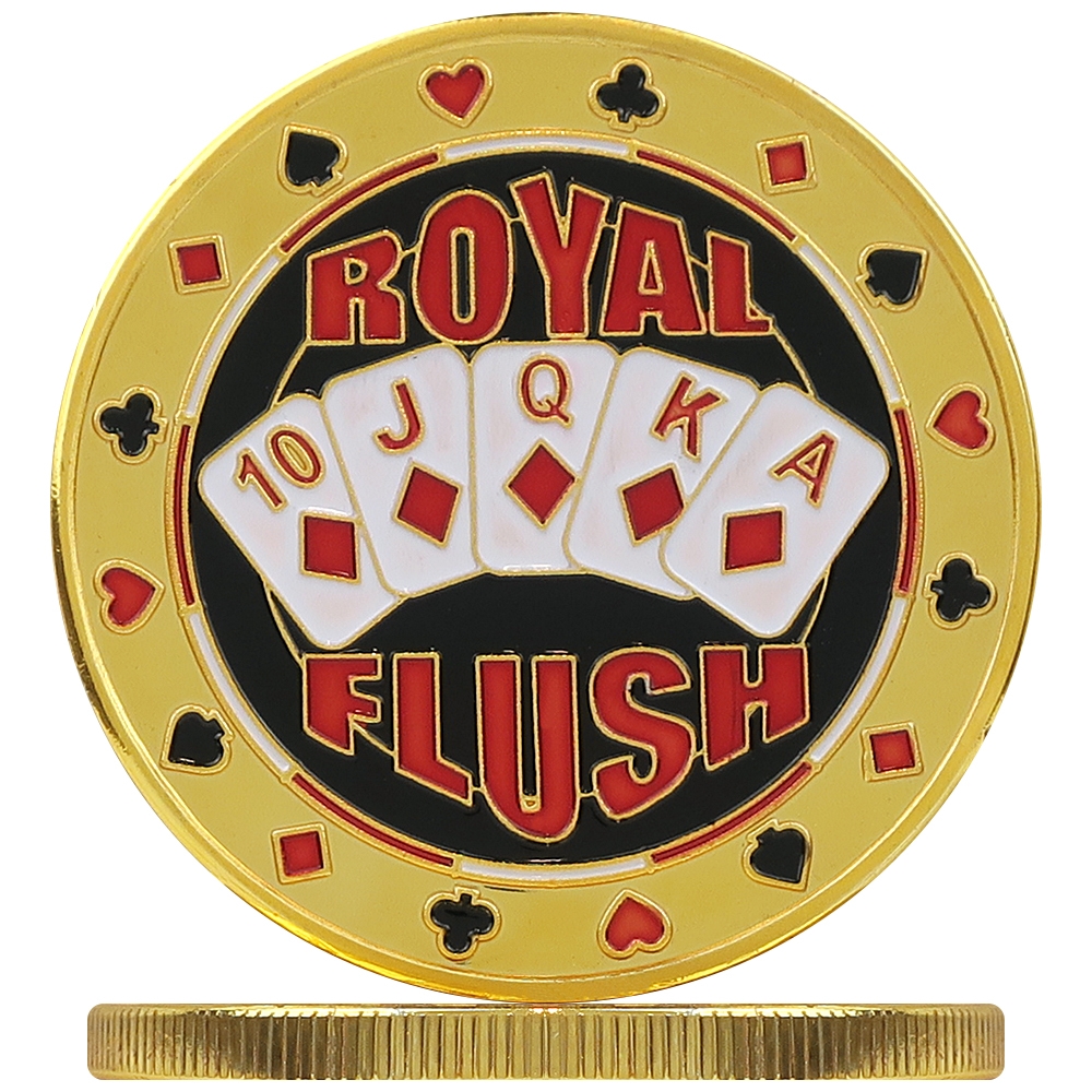 ROYAL FLUSH METAL POKER CARD PROTECTOR GOLD