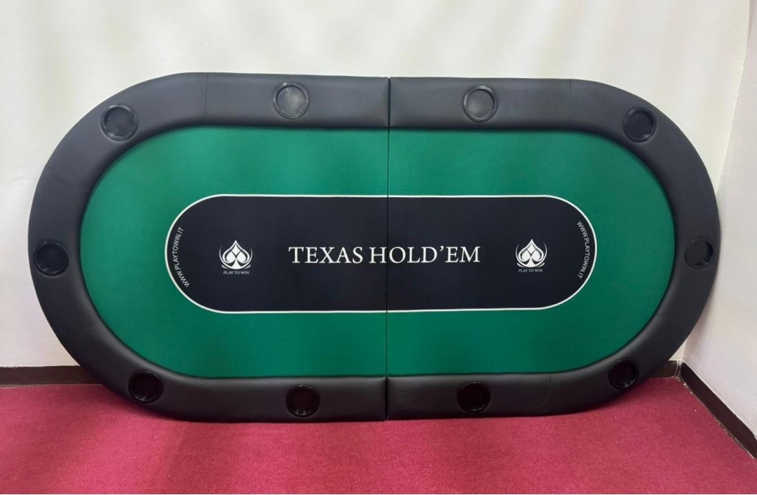 TAVOLO DA POKER CON PORTABICCHIERI 200X100 CM - SENZA GAMBE